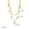 Wholesale Titanium Steel Necklace With Geometric Hollow Star Eye Pendant Doublelayer Chain Electroplated