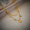 Wholesale Titanium Steel Necklace With Geometric Hollow Star Eye Pendant Doublelayer Chain Electroplated