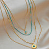 Wholesale Titanium Steel Necklace With Geometric Pattern Four Layer Chain Irregular Round Pendant Electroplated For Women