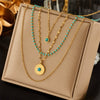 Wholesale Titanium Steel Necklace With Geometric Pattern Four Layer Chain Irregular Round Pendant Electroplated For Women
