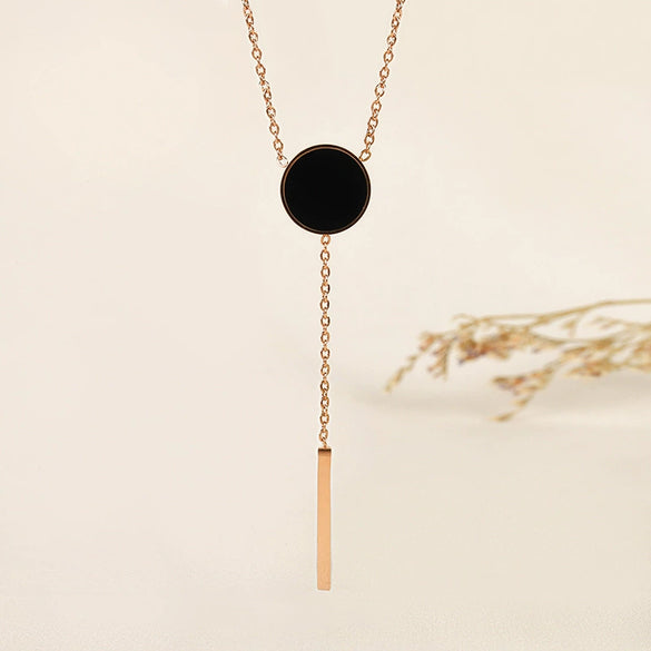 Wholesale Titanium Steel Necklace With Geometric Pattern Gold Inlaid Cold Style Sexy Tassel For Women
