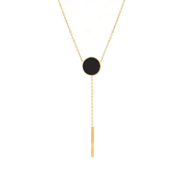 Wholesale Titanium Steel Necklace With Geometric Pattern Gold Inlaid Cold Style Sexy Tassel For Women