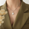 Wholesale Titanium Steel Necklace With Golden Clasp Square Inlaid White Seashells Pendant Fashion Geometric Design For Women