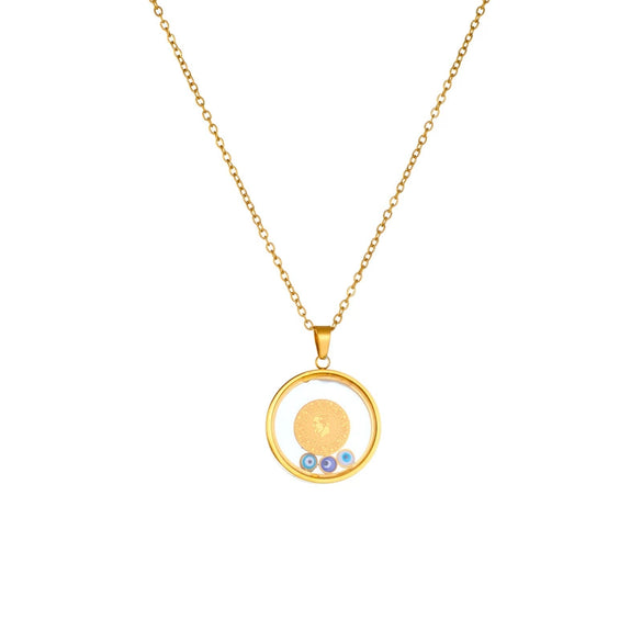Wholesale Titanium Steel Necklace With Round Eye Pendant Electroplated Simple And Personalized Design For Women