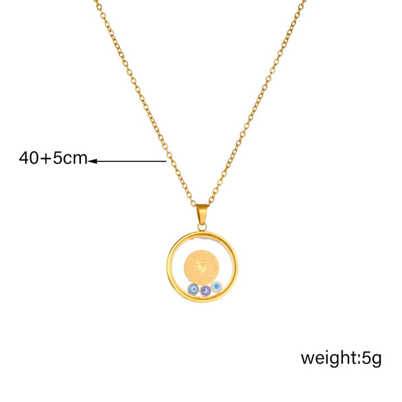 Wholesale Titanium Steel Necklace With Round Eye Pendant Electroplated Simple And Personalized Design For Women