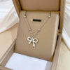 Wholesale Titanium Steel Necklace With Zircon Bow Geometric Pattern Electroplating Cartoon Style