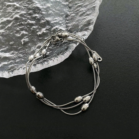 Wholesale Titanium Steel Niche Geometric Overlapping Necklace For Women
