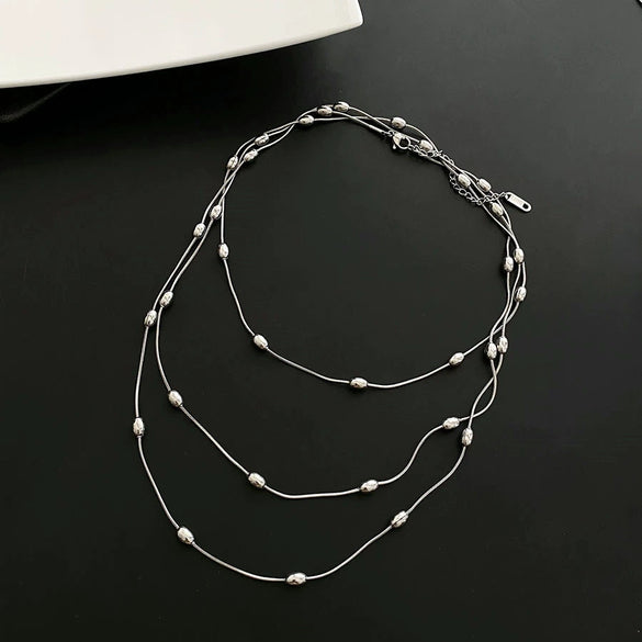 Wholesale Titanium Steel Niche Geometric Overlapping Necklace For Women