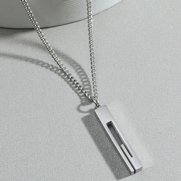 Wholesale Titanium Steel Nk Chain Simple Geometric Style Pendant Necklace For Men With Electroplating