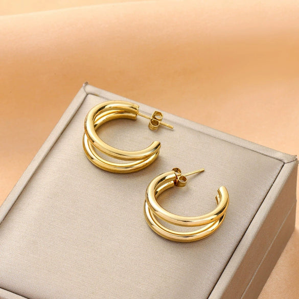Wholesale Titanium Steel Nonfading Earrings With Geometric Pattern And Electroplating For Women