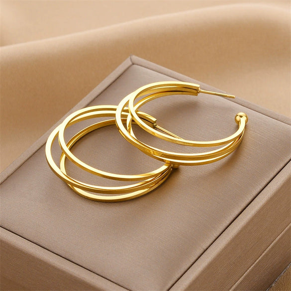 Wholesale Titanium Steel Nonfading Earrings With Geometric Pattern And Electroplating For Women