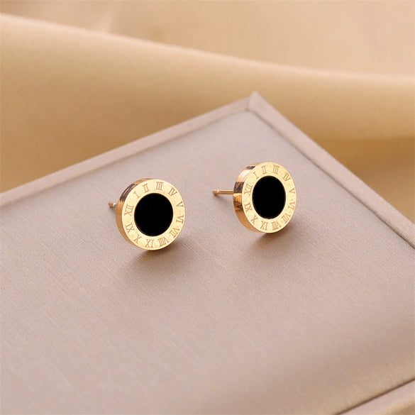 Wholesale Titanium Steel Nonfading Earrings With Geometric Pattern And Electroplating For Women
