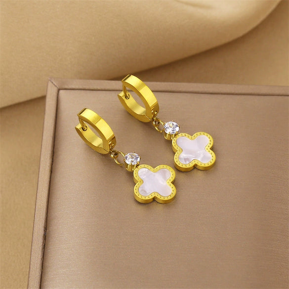 Wholesale Titanium Steel Nonfading Earrings With Geometric Pattern And Electroplating For Women