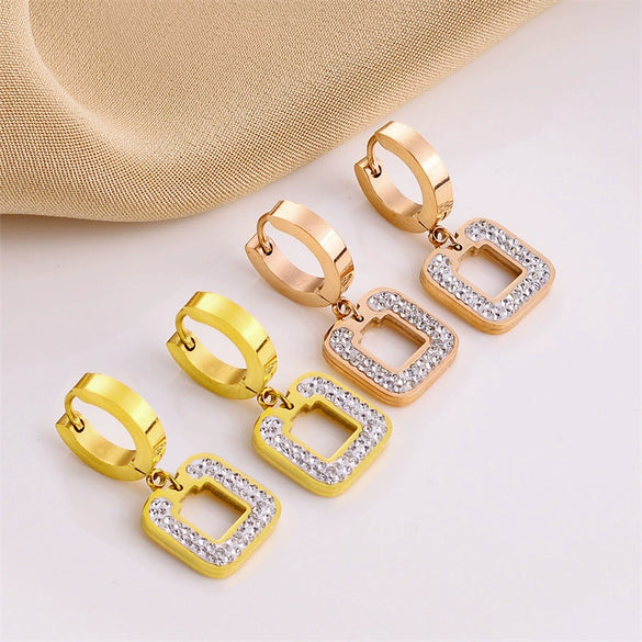 Wholesale Titanium Steel Nonfading Earrings With Geometric Pattern And Electroplating For Women
