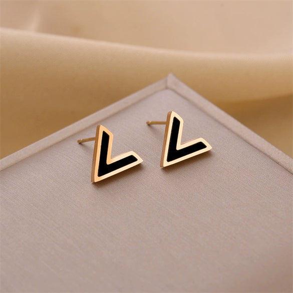 Wholesale Titanium Steel Nonfading Earrings With Geometric Pattern And Electroplating For Women