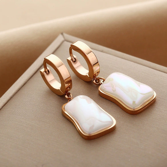 Wholesale Titanium Steel Nonfading Earrings With Geometric Pattern And Electroplating For Women
