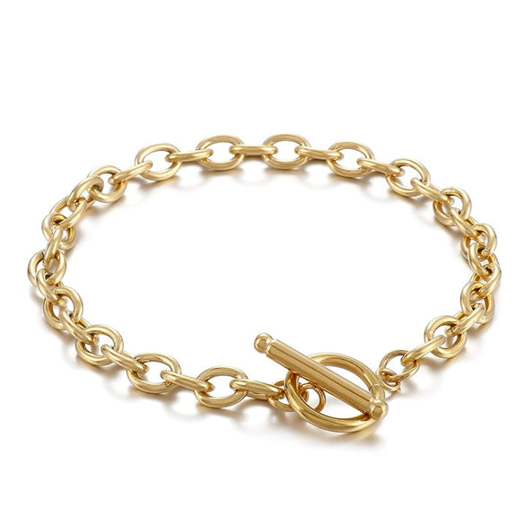 Wholesale Titanium Steel Ochain Bracelet With Geometric Cross And Electroplating Treatment