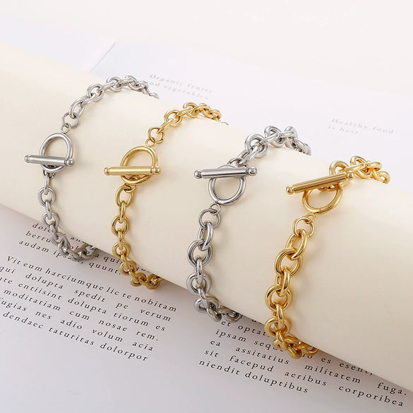 Wholesale Titanium Steel Ochain Bracelet With Geometric Cross And Electroplating Treatment