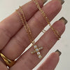 Wholesale Titanium Steel Ochain Light Luxury Geometric Cross Pendant Necklace With Real Gold Electroplating For Women