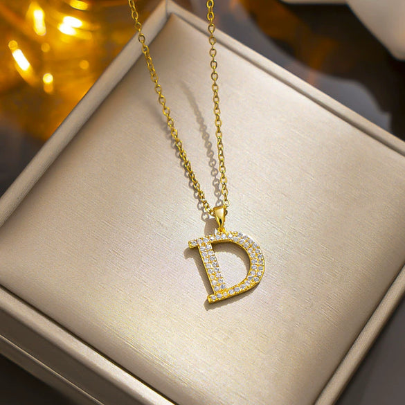 Wholesale Titanium Steel Ochain Necklace With Letter D Light Luxury Niche Design Electroplated