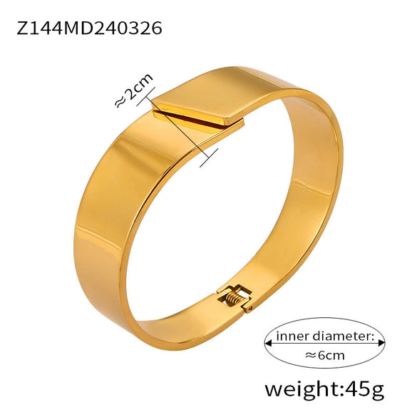 Wholesale 316L Stainless Steel Open Bracelet Simple Geometric Style 18K Gold Plated Jewelry For Women