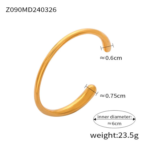 Wholesale 316L Stainless Steel Open Bracelet Simple Geometric Style 18K Gold Plated Jewelry For Women