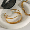 Wholesale Titanium Steel Open Bracelet With Geometric Style And Electroplating Treatment