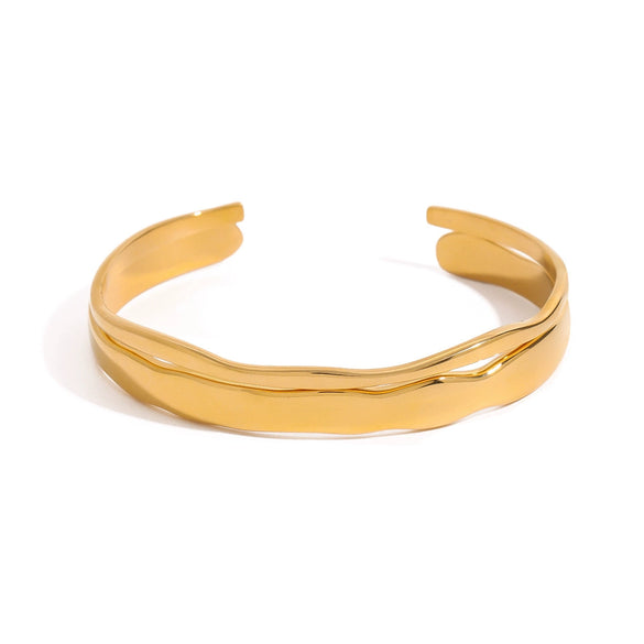 Wholesale Titanium Steel Open Bracelet With Geometric Style And Electroplating Treatment