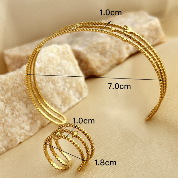 Wholesale Titanium Steel Open Bracelet With Stars Moon Hollow Design Retro Geometric 18K Gold Plated Jewelry