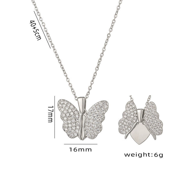 Wholesale Titanium Steel Open Butterfly Pendant With Heart Wings And Lettering Electroplated Ochain For Women
