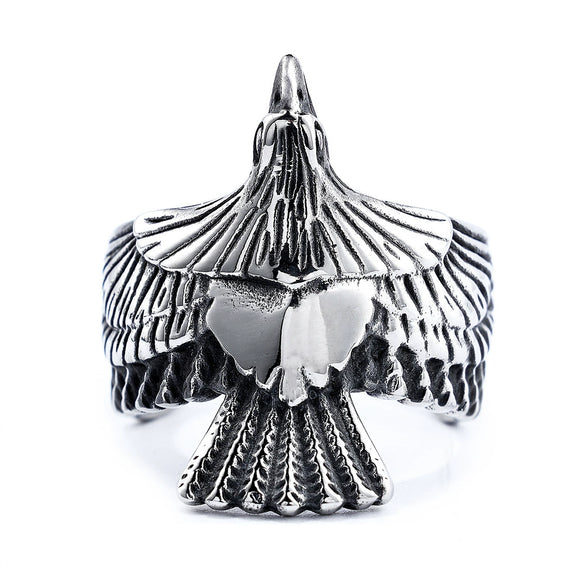 Wholesale Titanium Steel Open Free Eagle Ring With Oil Treatment For Men And Women