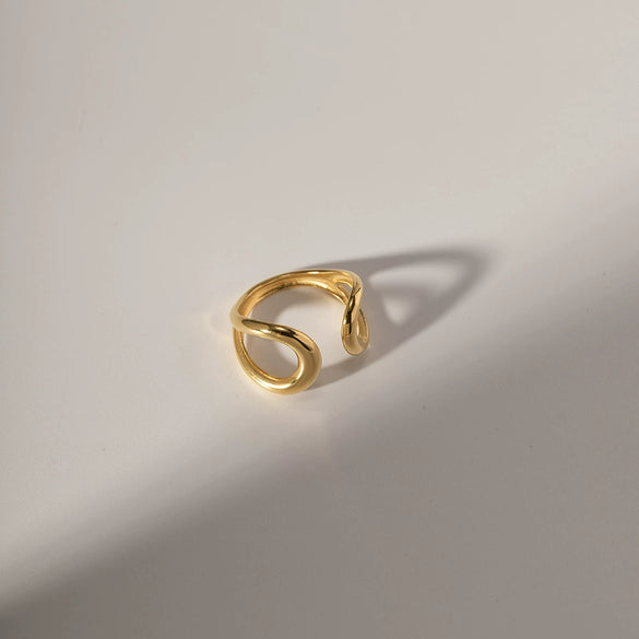 Wholesale Titanium Steel Open Ring Abstract Geometric Style Electroplated Nonfading Jewelry