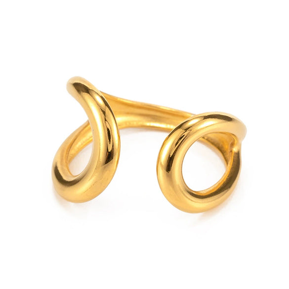 Wholesale Titanium Steel Open Ring Abstract Geometric Style Electroplated Nonfading Jewelry