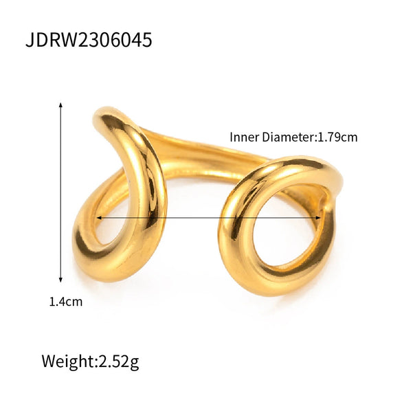 Wholesale Titanium Steel Open Ring Abstract Geometric Style Electroplated Nonfading Jewelry