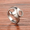 Wholesale Titanium Steel Open Ring Geometric Men's Personality Motorcycle Wrench Ring Electroplated