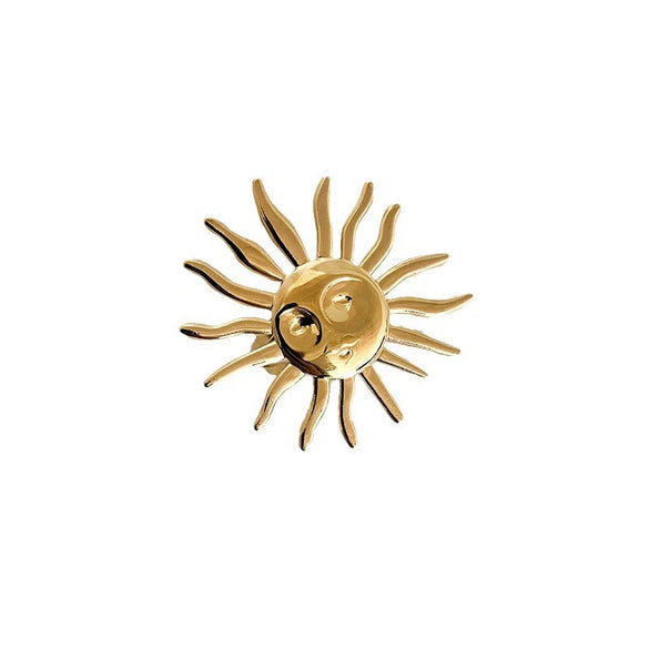 Wholesale Titanium Steel Open Ring Geometric Ugly Cute Sun Design Electroplated Hand Jewelry Unisex