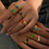 Wholesale Titanium Steel Open Ring With Geometric Pattern And Electroplating For Women