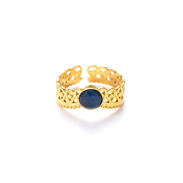 Wholesale Titanium Steel Open Ring With Geometric Pattern And Electroplating For Women