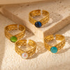 Wholesale Titanium Steel Open Ring With Geometric Pattern And Electroplating For Women