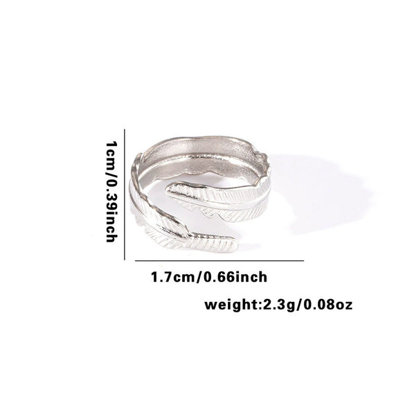 Wholesale Titanium Steel Open Ring With Hollowout Design And Heart Shape Flower Leaves Letters Numbers Text Patterns Electroplated Unisex