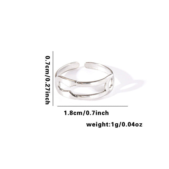 Wholesale Titanium Steel Open Ring With Hollowout Design And Heart Shape Flower Leaves Letters Numbers Text Patterns Electroplated Unisex