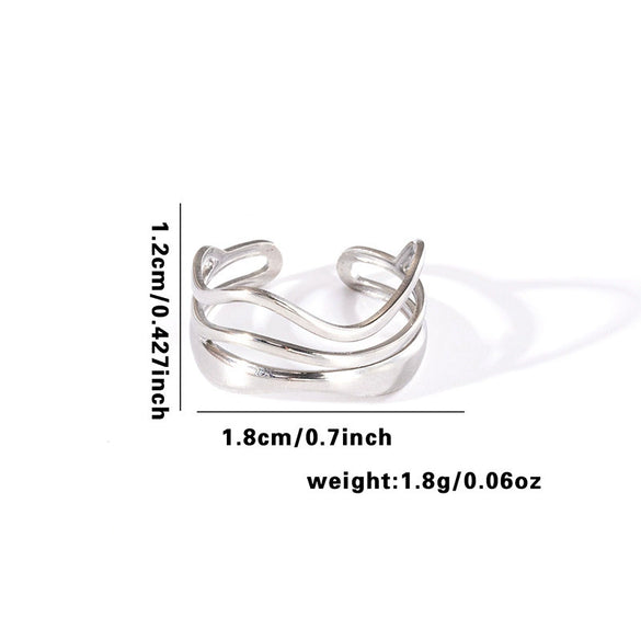 Wholesale Titanium Steel Open Ring With Hollowout Design And Heart Shape Flower Leaves Letters Numbers Text Patterns Electroplated Unisex