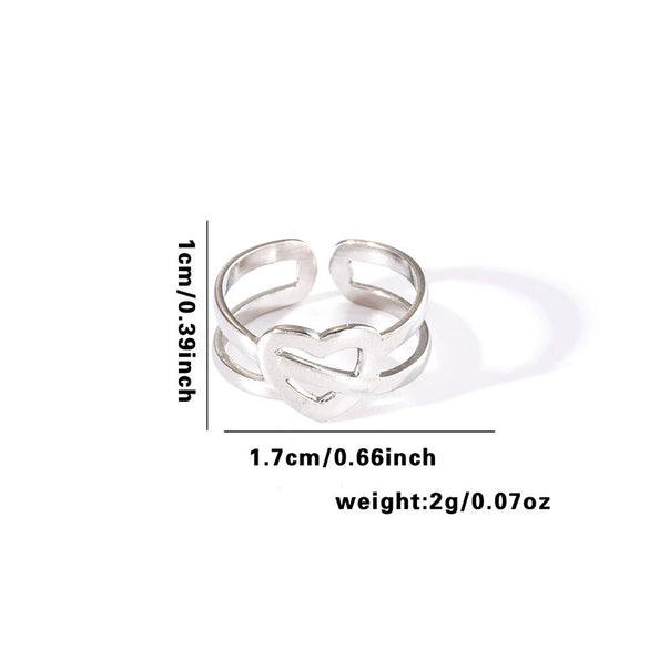 Wholesale Titanium Steel Open Ring With Hollowout Design And Heart Shape Flower Leaves Letters Numbers Text Patterns Electroplated Unisex