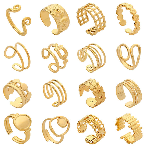 Wholesale Titanium Steel Opening Ring Geometric Style Electroplated Unisex