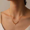 Wholesale Titanium Steel Oval And Drop Shape Necklace Electroplated Minimalist Geometric Style For Women