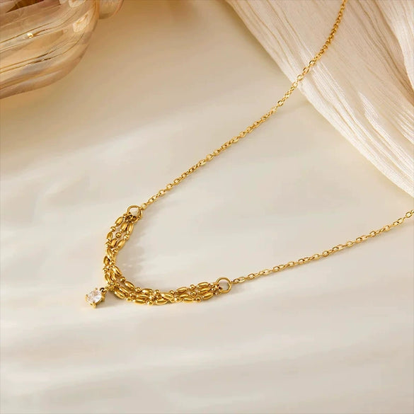 Wholesale Titanium Steel Oval And Drop Shape Necklace Electroplated Minimalist Geometric Style For Women