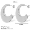 Wholesale 316L Stainless Steel Oval Geometric Cshaped 18K Gold Plated Women's Earrings