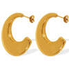 Wholesale 316L Stainless Steel Oval Geometric Cshaped 18K Gold Plated Women's Earrings