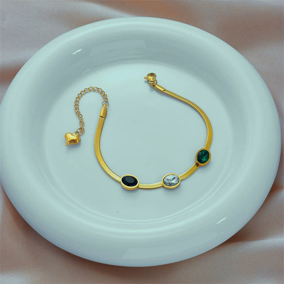 Wholesale Titanium Steel Oval Geometric Electroplated Women's Jewelry Bracelet