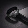 Wholesale Titanium Steel Pair Of Rings With Handdecorated Damascus Steel Pattern And Geometric Styling Electroplated